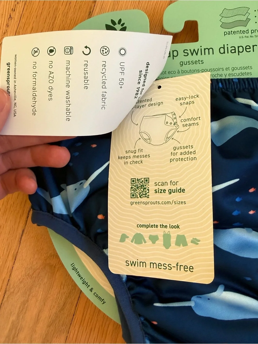 GREEN SPROUTS Navy Narwhal Eco Snap Swim Diaper
